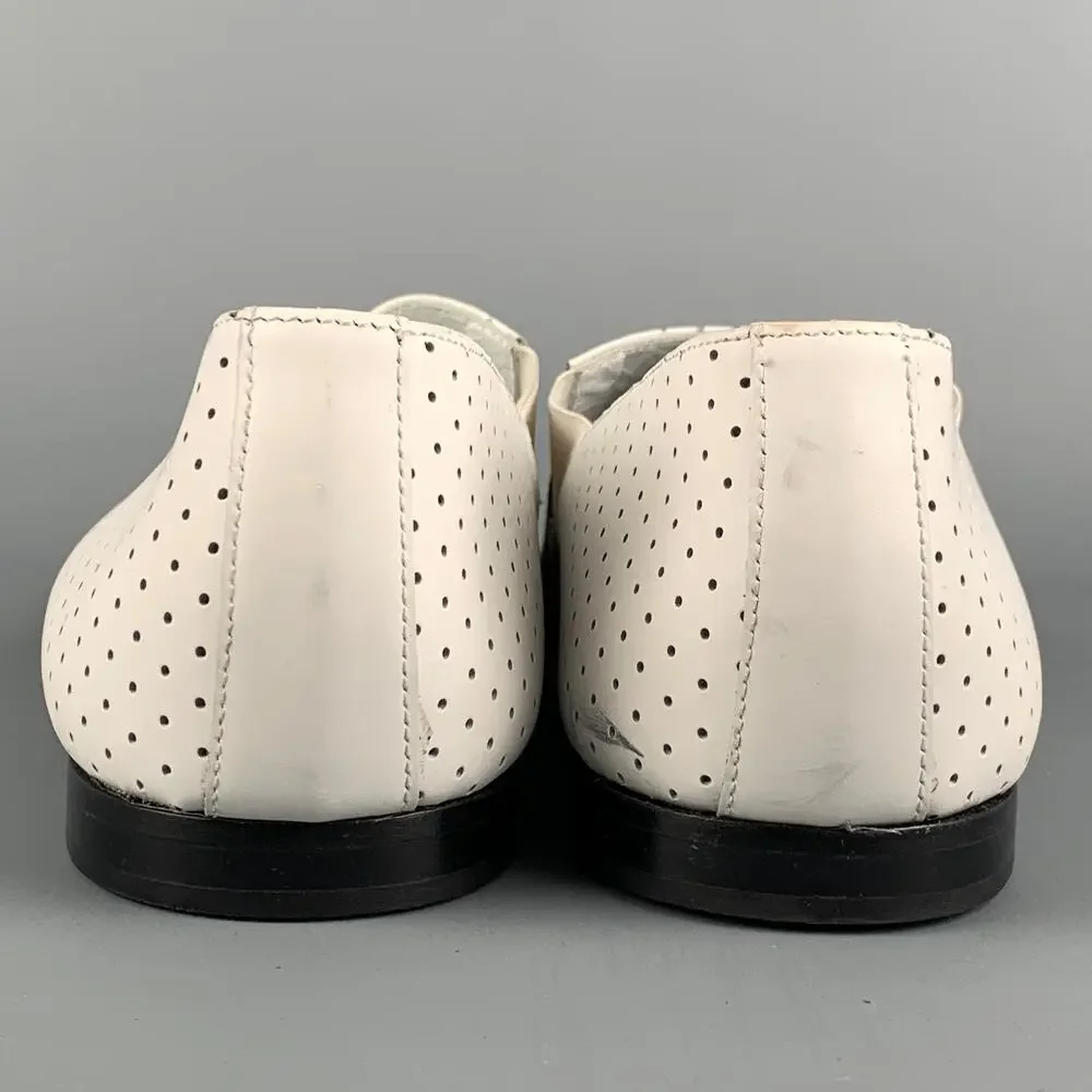 PAUL SMITH Size 10 White Perforated Leather Slip On Loafers